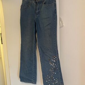 Coldwater Creek Blue Embroidered Flare Jeans